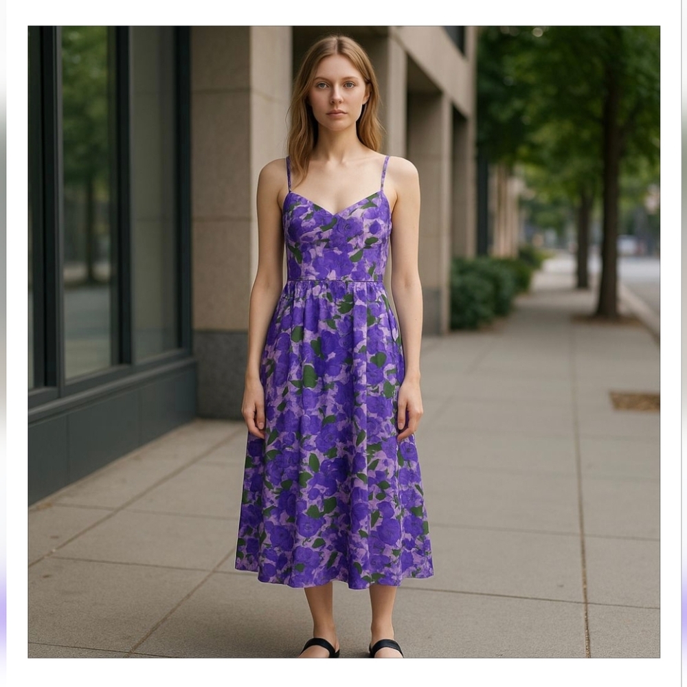 Jessica Simpson Purple Floral Midi Dress